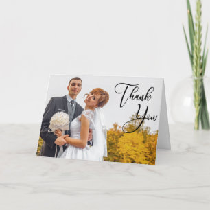 Modern Handwritten Photo Wedding Thank You Card