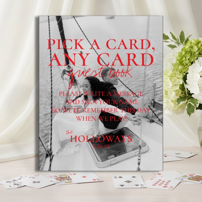 Modern Handwritten Playing Card Guest Book Sign (Add a fun and interactive touch to your wedding with this Modern Playing Card Guest Book Sign!)