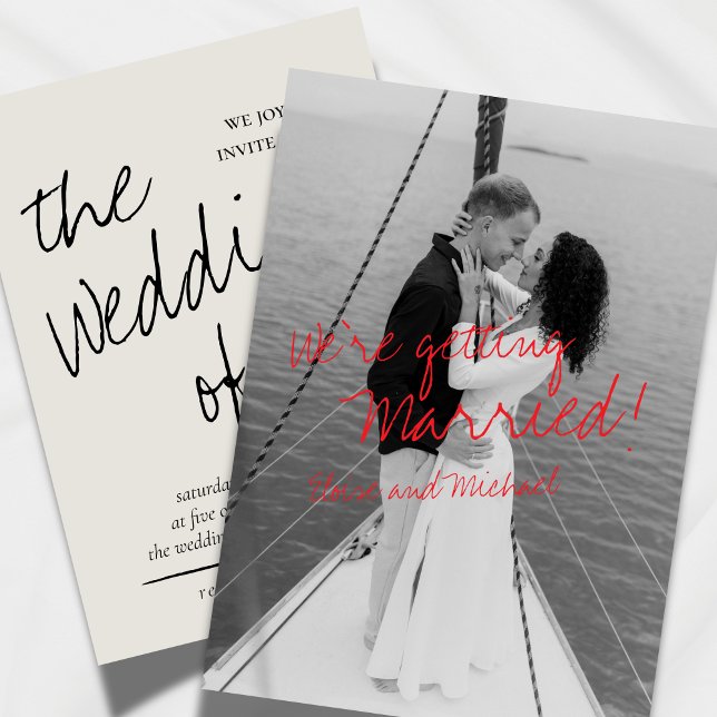 Modern Handwritten  Romantic Photo Wedding Invitation (Announce your big day in effortless style with this Handwritten Modern Wedding Invitation. )