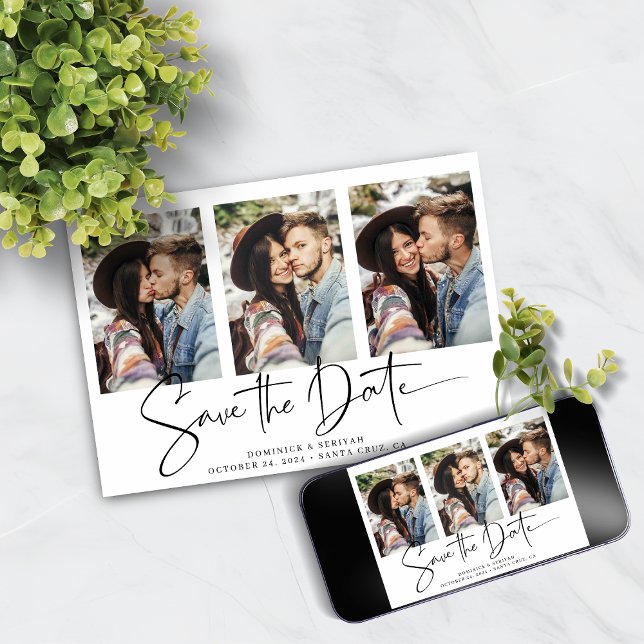 Modern Handwritten Save the Date Multiple Photo (Modern Handwritten Save the Date Multiple Photo with Instant Download Option)