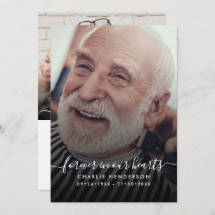 Modern Handwritten Script 2-Photo Funeral/Death Thank You Card