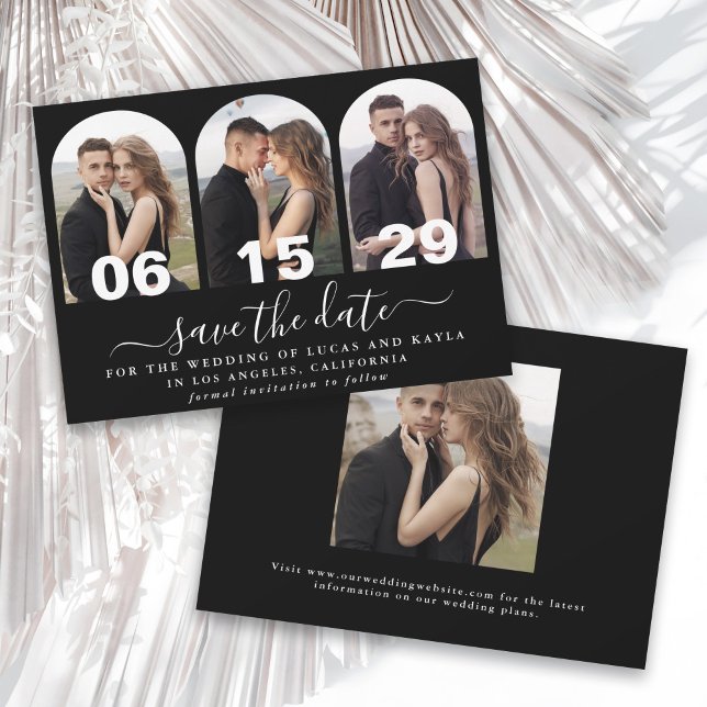 Modern Handwritten Script Arch Photo Save the Date Invitation (Available in both printed and instant download digital formats!)