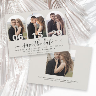 Modern Handwritten Script Arch Photo Save the Date Invitation