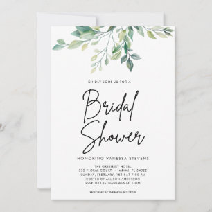 Modern Handwritten Script Black Bridal Shower  Invitation