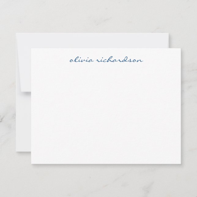 Modern Handwritten Script Chic Classic Navy Blue Card (Front)