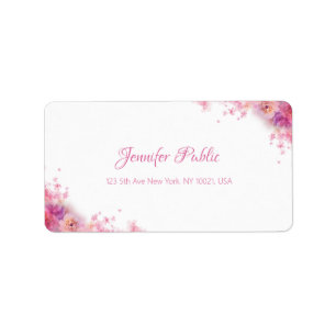 Modern Handwritten Script Chic Watercolor Floral Label