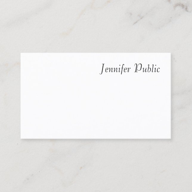 Modern Handwritten Script Elegant Minimal Template Business Card (Front)