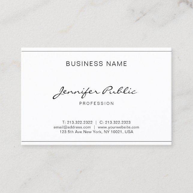 Modern Handwritten Script Elegant Simple Plain Business Card (Front)