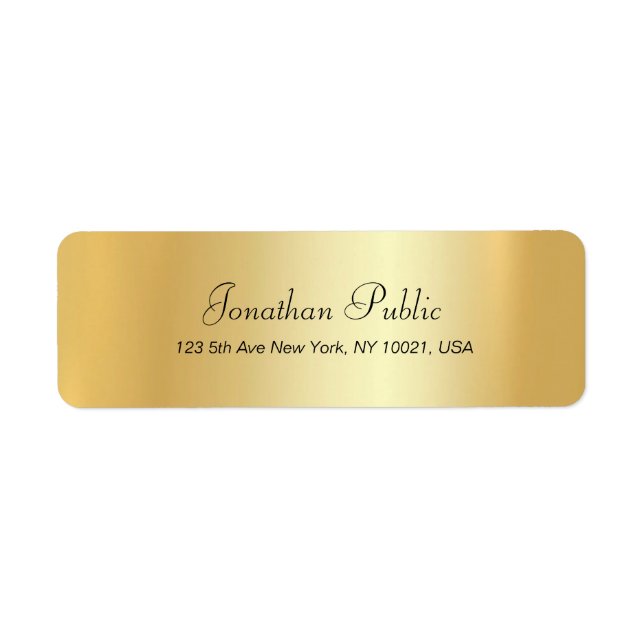 Modern Handwritten Script Gold Elegant Template Return Address Label (Front)