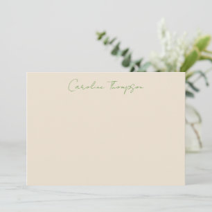 Modern Handwritten Script Green Personalised Name  Card