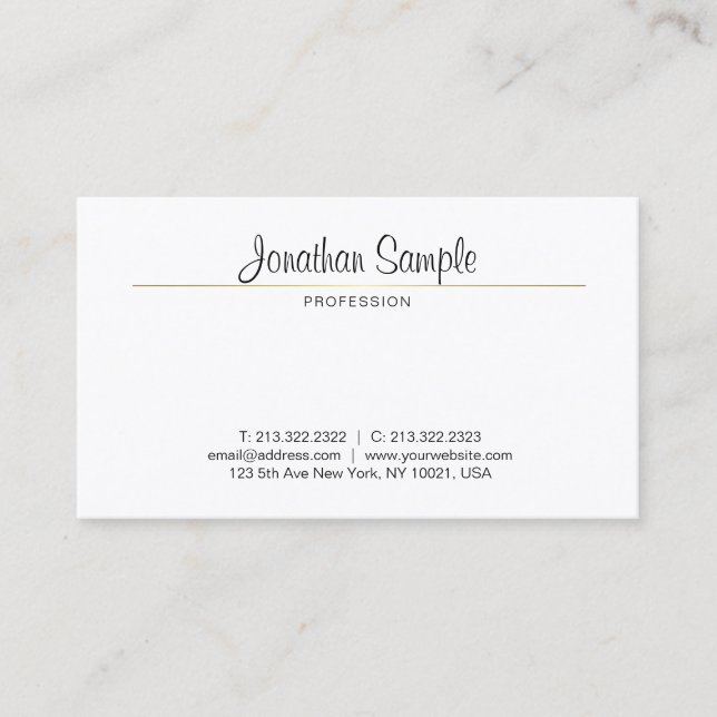 Modern Handwritten Script Minimalist Elegant Business Card (Front)