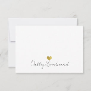Modern Handwritten Script Name Gold Heart Card