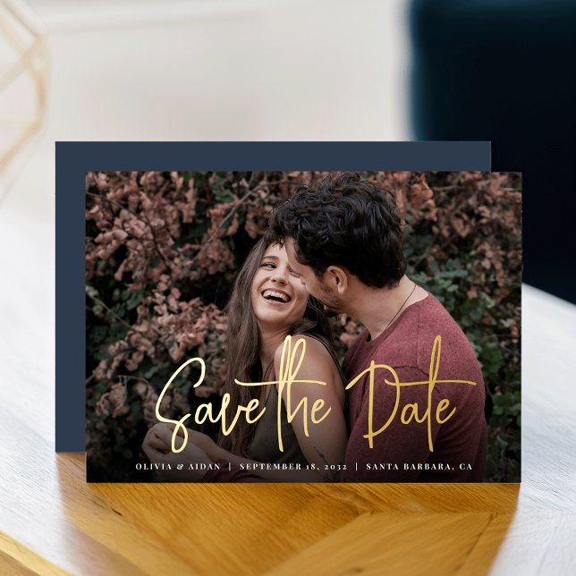 Modern Handwritten Script Photo Save the Date (Creator Uploaded)