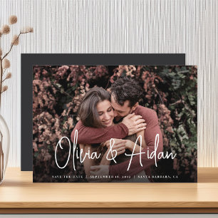 Modern Handwritten Script Photo Wedding Save The Date