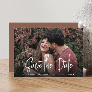 Modern Handwritten Script Photo Wedding Save The Date