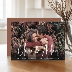 Modern Handwritten Script Photo Wedding Save The Date