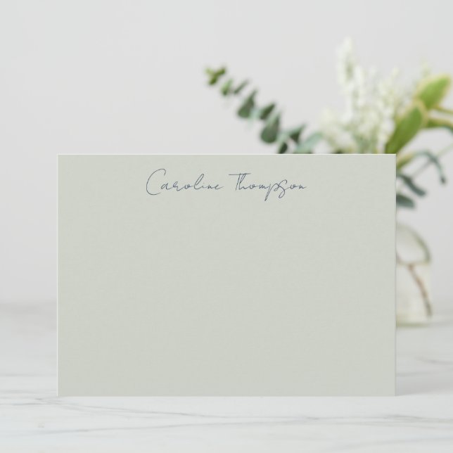 Modern Handwritten Script Sage Personalised Name Card (Standing Front)