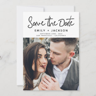 Modern Handwritten Script Save the Date Photo