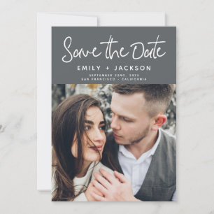 Modern Handwritten Script Save the Date Photo