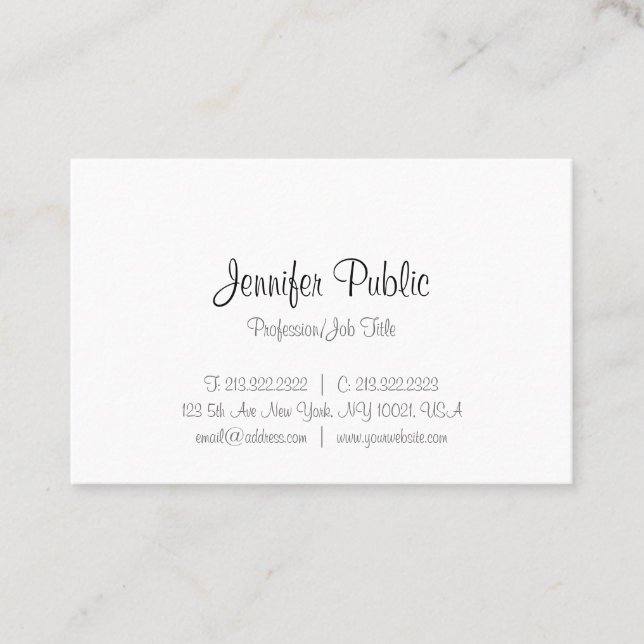 Modern Handwritten Script Text Minimalist Template Business Card (Front)