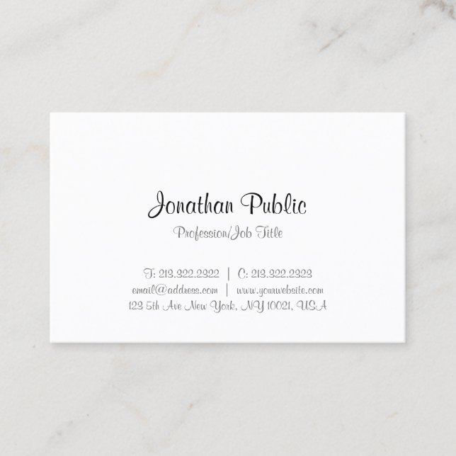 Modern Handwritten Script Text Minimalist Template Business Card (Front)