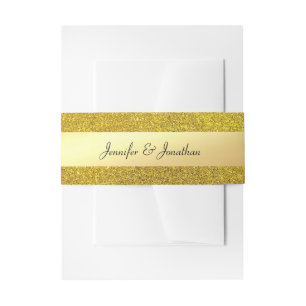 Modern Handwritten Script Text Trendy Gold Glitter Invitation Belly Band