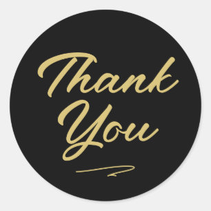 Modern Handwritten Script Thank You Black  Classic Round Sticker