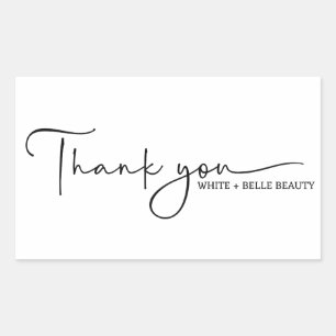 Modern Handwritten Script Thank You Business  Rectangular Sticker