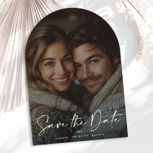 Modern Handwritten Script Two Photo Wedding Save The Date