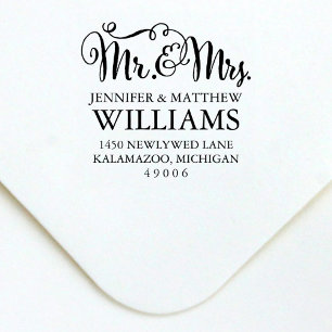 Modern Handwritten Script Wedding Monogram Self-inking Stamp