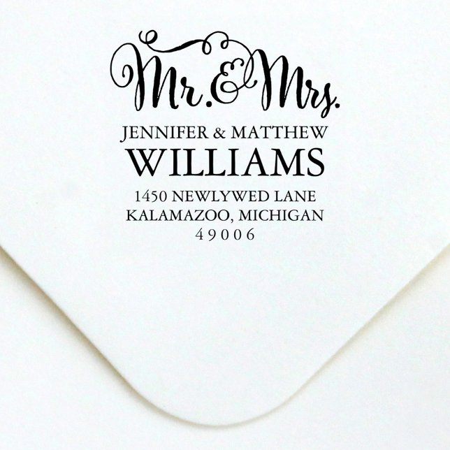 Modern Handwritten Script Wedding Monogram Self-inking Stamp (Creator Uploaded)