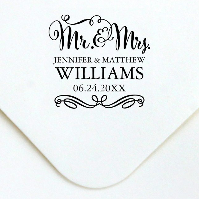Modern Handwritten Script Wedding Monogram Self-inking Stamp (Creator Uploaded)