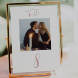 Modern Handwritten Script Wedding Photo Table Number<br><div class="desc">An elegant modern handwritten calligraphy script in a blush pink colour with photo makes this an excellent addition and keepsake to your wedding table.  Easily personalise with your photo and number(s) of choice.</div>