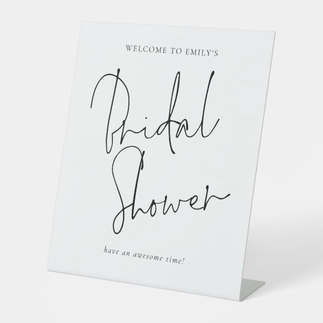 Modern Handwritten Script Welcome to Bridal Shower Pedestal Sign (Front)