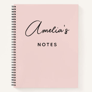 Modern Handwritten Signature Script Blush Notebook