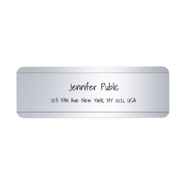 Modern Handwritten Silver Elegant Return Address Label (Front)