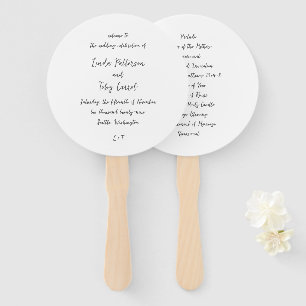 Modern Handwritten Simple Wedding Program Hand Fan
