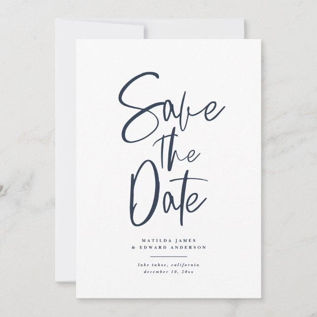 Modern handwritten text wedding save the date (Front)