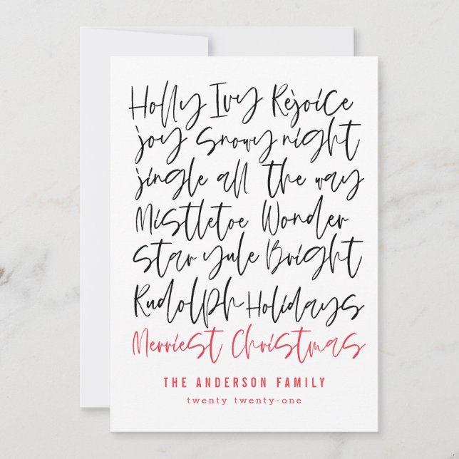 Modern Handwritten typography Holiday Photo (Front)