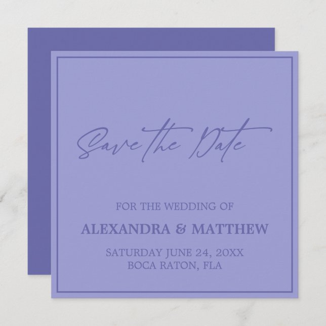 Modern Handwritten Typography Purple  Save The Date (Front/Back)
