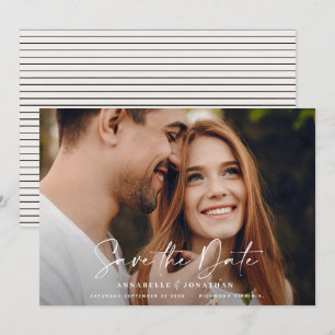 Modern handwritten typography wedding 1 photo save the date