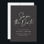 Modern handwritten typography wedding announcement<br><div class="desc">Modern classy typography bold wedding save the date card. With modern,  elegant typography and striped backer design. Colours can be customised.</div>