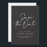 Modern handwritten typography wedding announcement<br><div class="desc">Modern classy typography bold wedding save the date card. With modern,  elegant typography and striped backer design. Colours can be customised.</div>