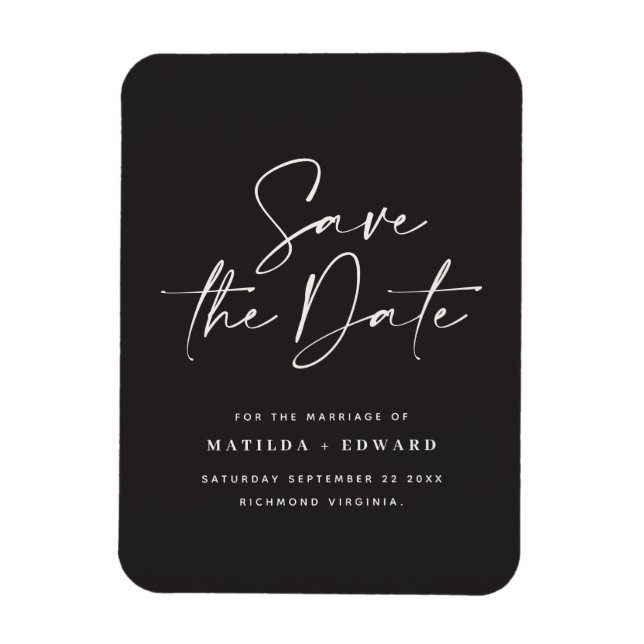 Modern handwritten typography wedding announcement magnet (Vertical)