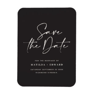 Modern handwritten typography wedding announcement magnet