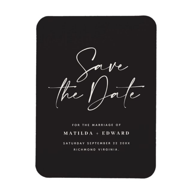 Modern handwritten typography wedding announcement magnet (Vertical)