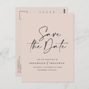 Modern handwritten typography wedding black white postcard