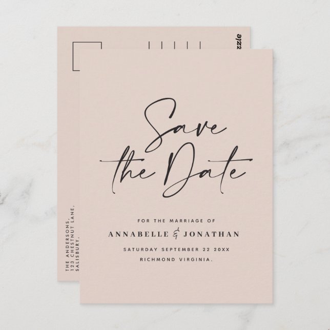 Modern handwritten typography wedding black white  postcard (Front/Back)