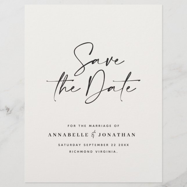 Modern handwritten typography wedding budget flyer (Front)