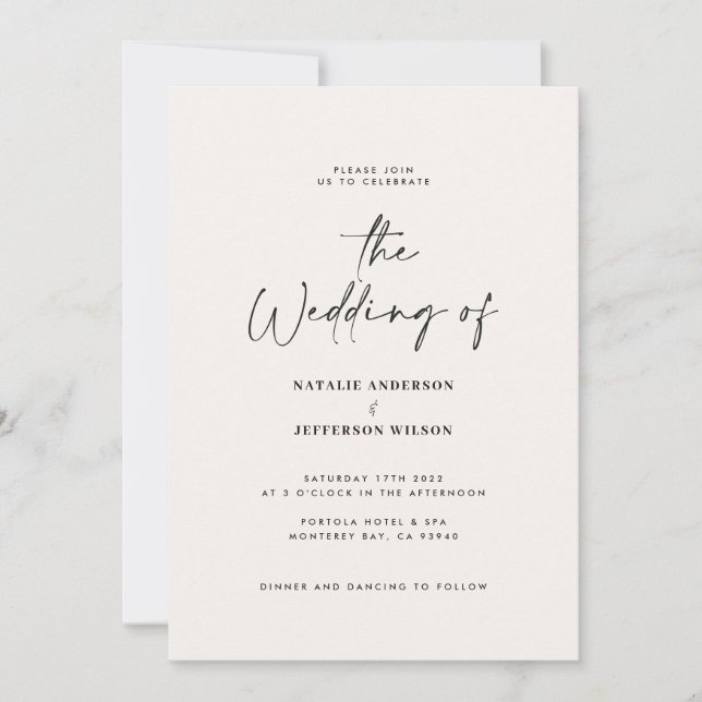 Modern handwritten typography wedding invitation (Front)